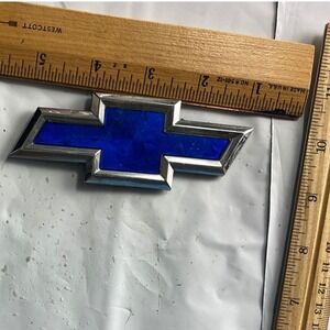 Chevrolet Bowtie Emblem Blue Chrome Grille Tailgate Badge 5"